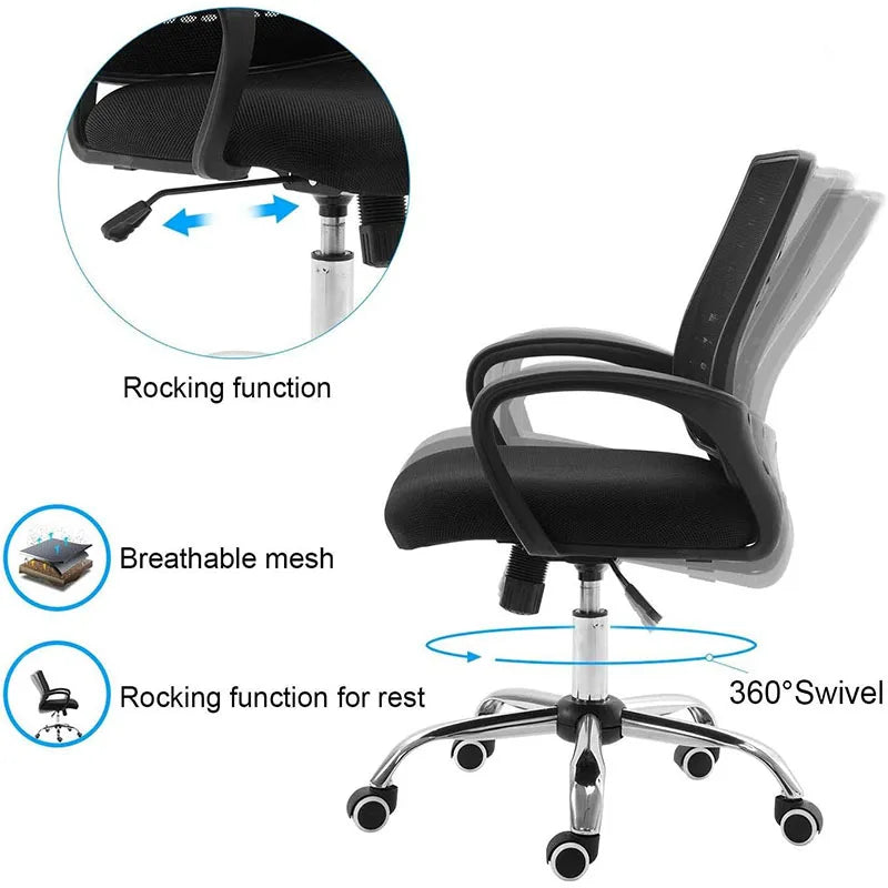 Office Chair Ergonomic Desk Chair Mesh Computer Chair Lumbar Support Adjustable Stool Rolling Swivel Chair For Home Office